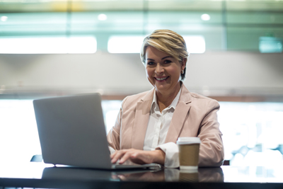 business woman on a laptop photo